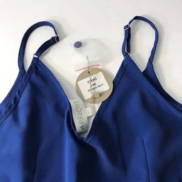 Apricot French Blue Button Up Satin Finish Blouse - Size XS - NWT - Coquette - Picture 9 of 10